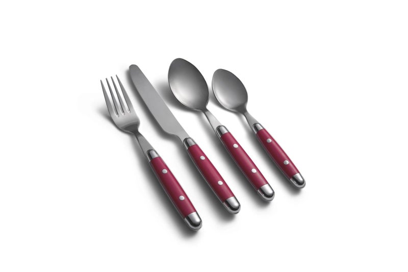 Cambridge Silverware Set, Jubilee Red 16-Piece Flatware Set, Red Thick Handles, Service For 4, Stainless Steel, Dishwasher Safe, Knives Spoons Forks, Home & Kitchen Utensils Set (Red/Silver, 16 Piece) - Image 3